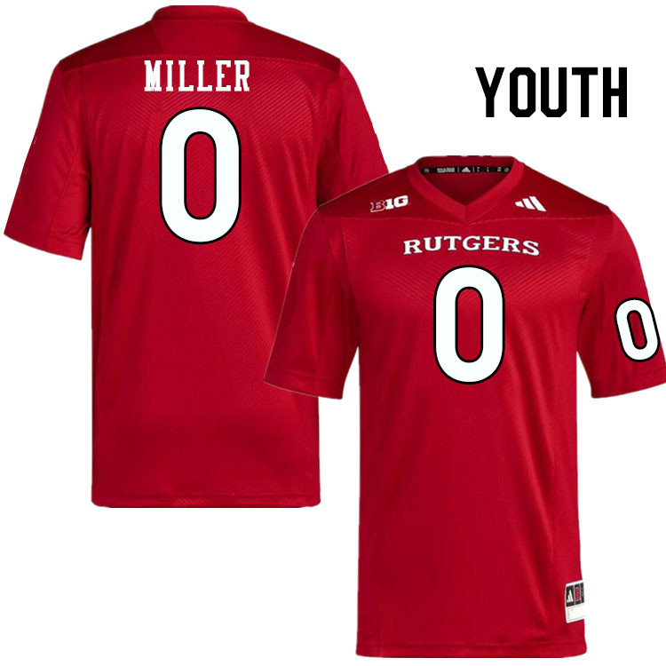 Youth #0 Dymere Miller Rutgers Scarlet Knights 2024 College Football Jerseys Stitched-Scarlet